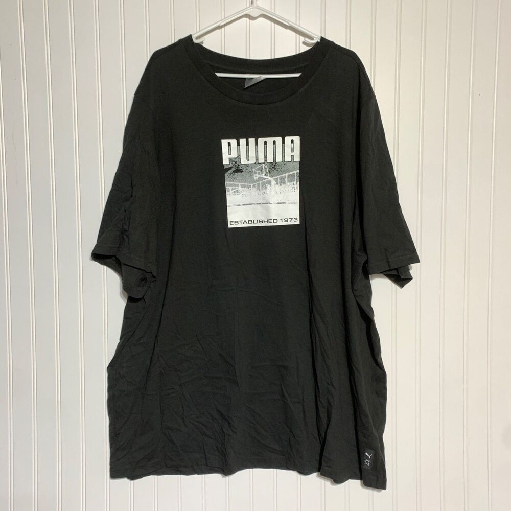 Puma Tshirt Mens Tall Black Size 4XLT Short‎ Sleeve